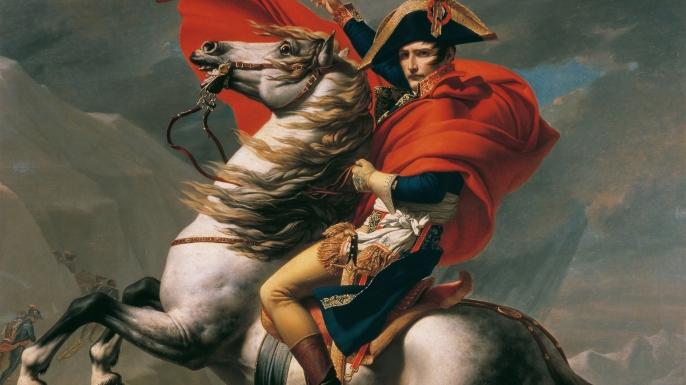 Painting depicting Napoleon Bonaparte on his white horse