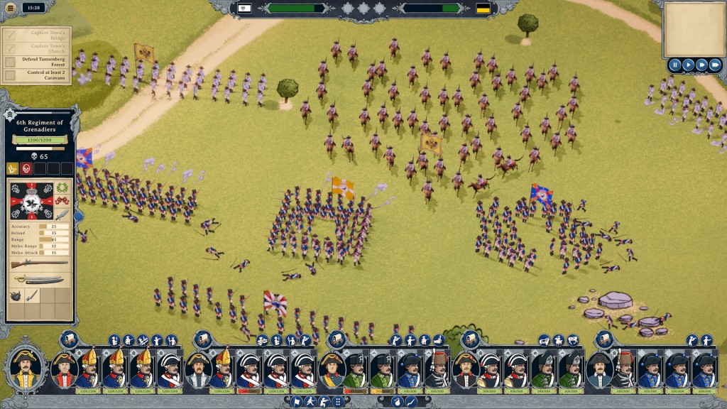 Master of Command Screenshot a game from The Armchair Historian set in the Seven Years' War in a real-time strategy battle